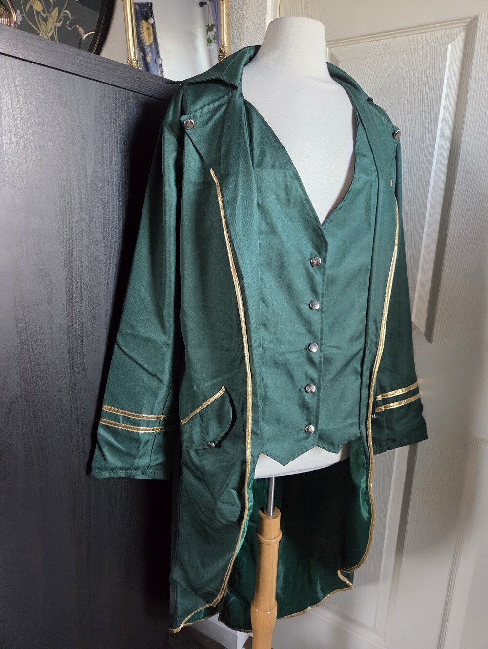 Green Steampunk Tail Coat Halloween Costume Men's Large